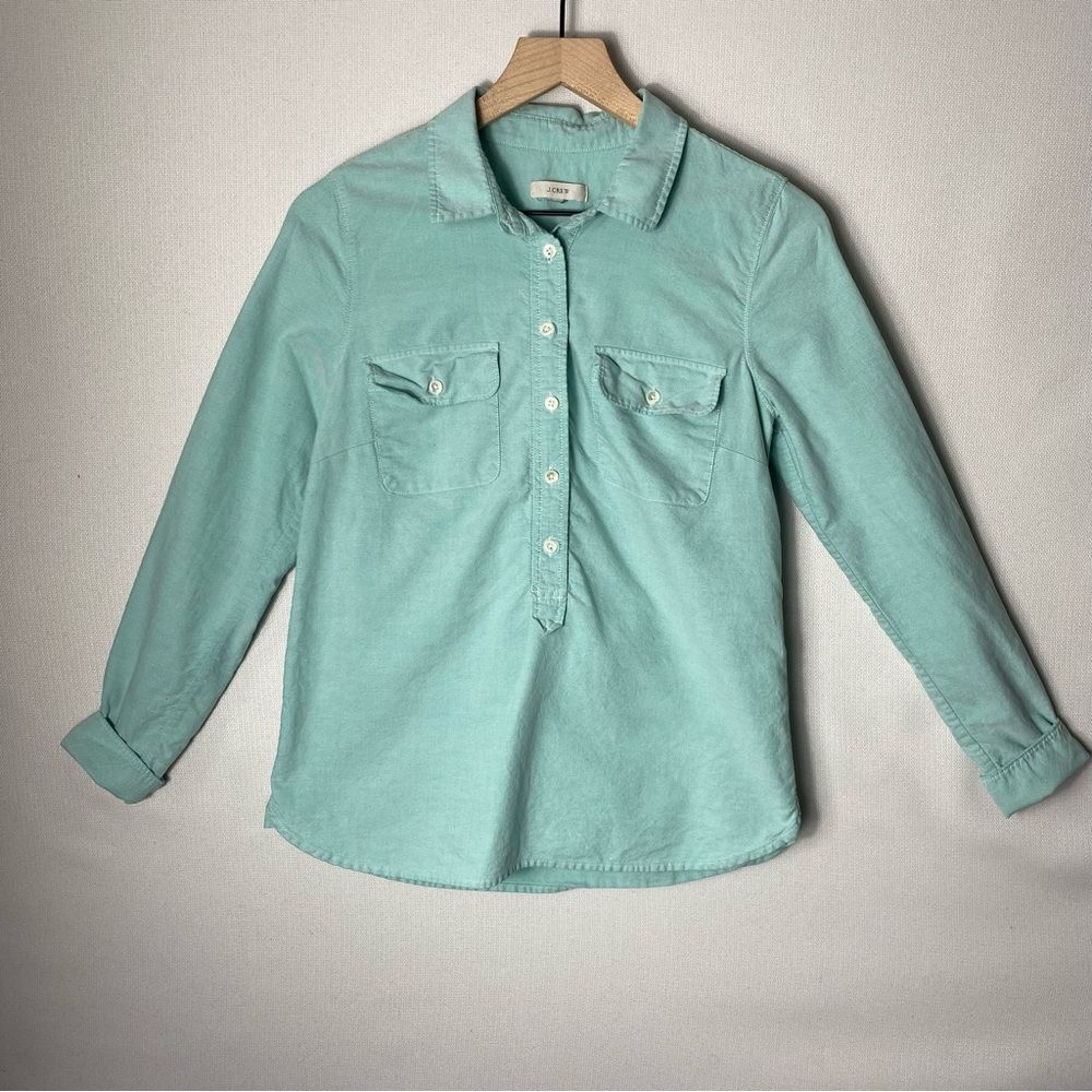 WOMENS JCREW LONG SLEEVE QUARTER BUTTON DOWN WITH POCKETS